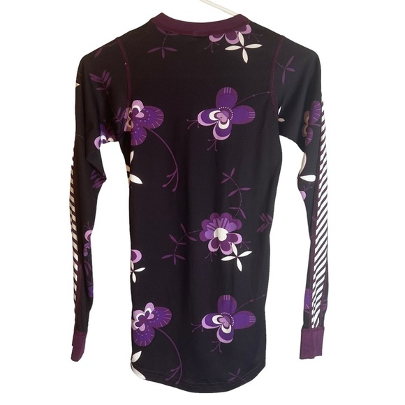 Helly Hansen Womens XS Purple Floral Baselayer Winter Activewear‎ Shirt - Picture 6 of 11